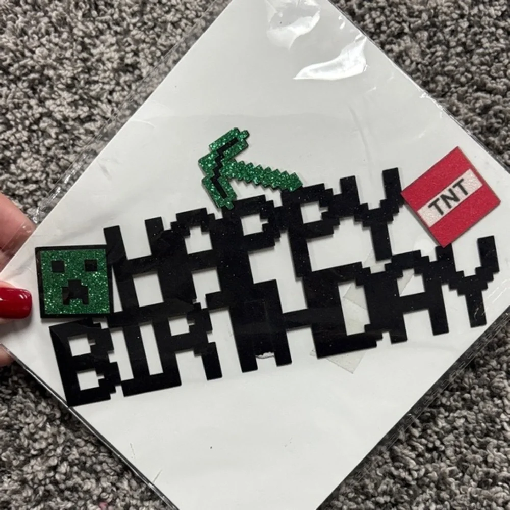 Minecraft themed cake topper